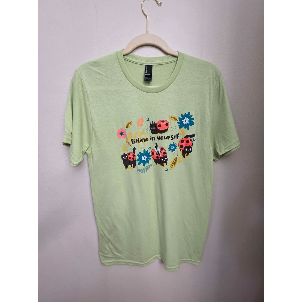 Believe in Yourself Black Cat Ladybug Graphic Tee | NWOT | Size Small